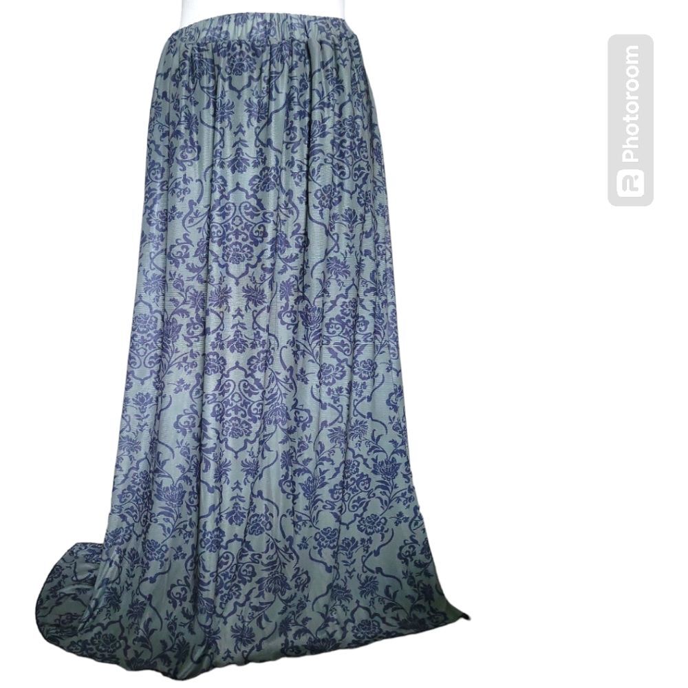 Hippie Floral Print Split Thigh Skirt - L